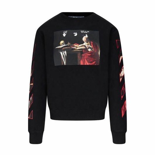 OFF-WHITE SS21 Caravaggio Print Crewneck Sweatshirt Black
