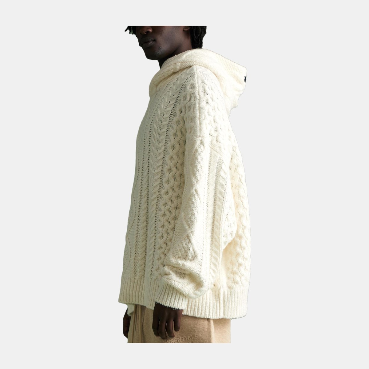 Fear of God Essentials Cable Knit Hoodie Cloud Dancer