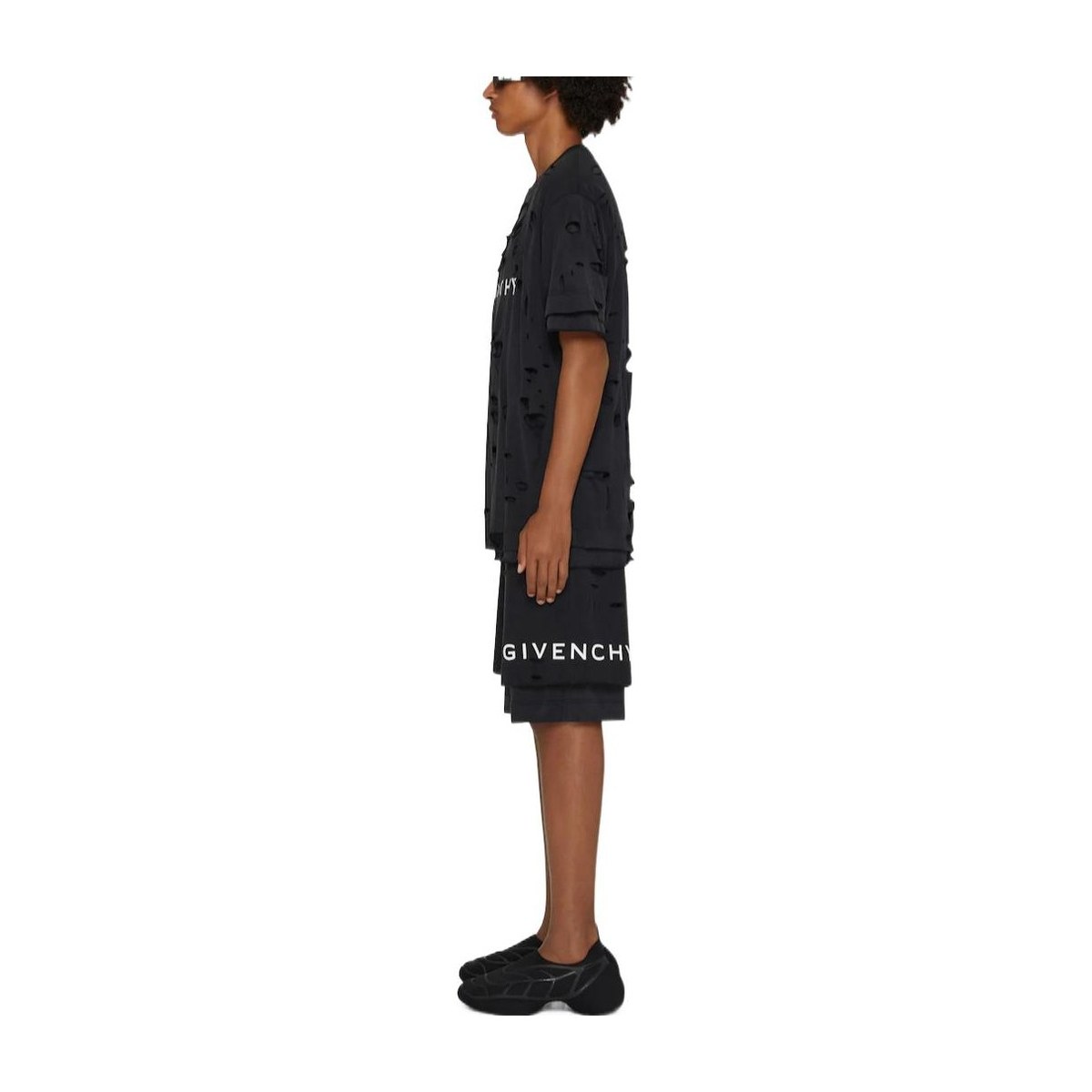Givenchy SS23 Logo Print Distressed T-Shirt Black