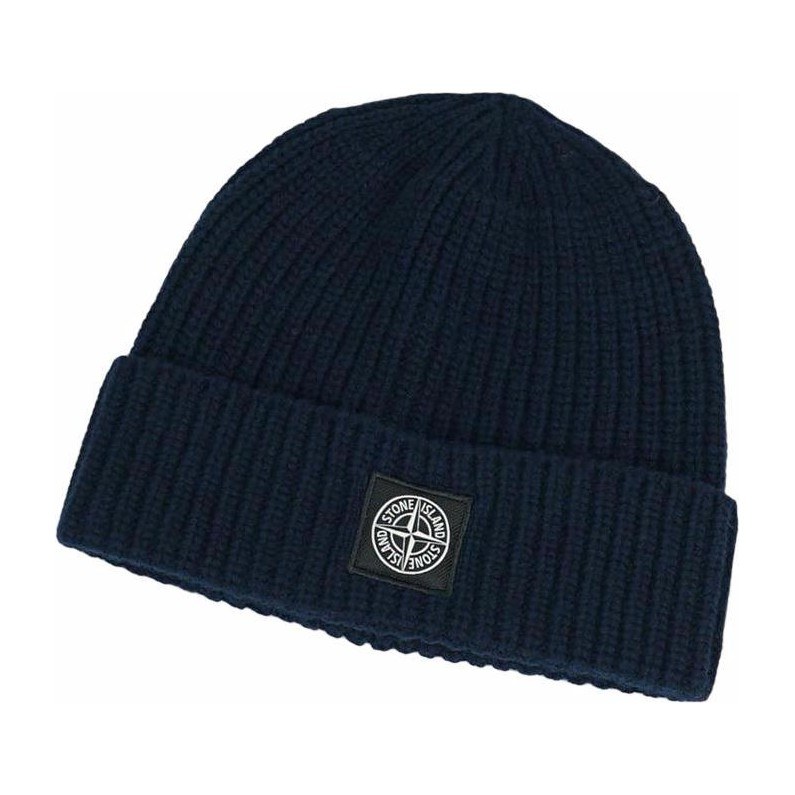 Stone Island Wool Logo Beanie Blue