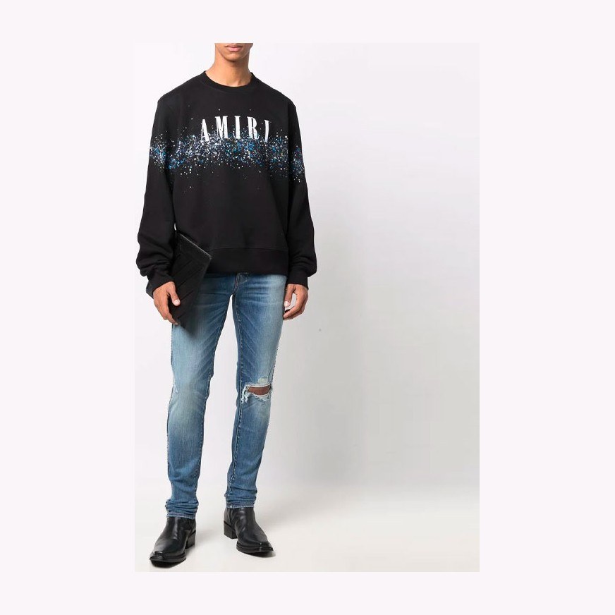 AMIRI FW21 Logo Rip Denim Pants Blue