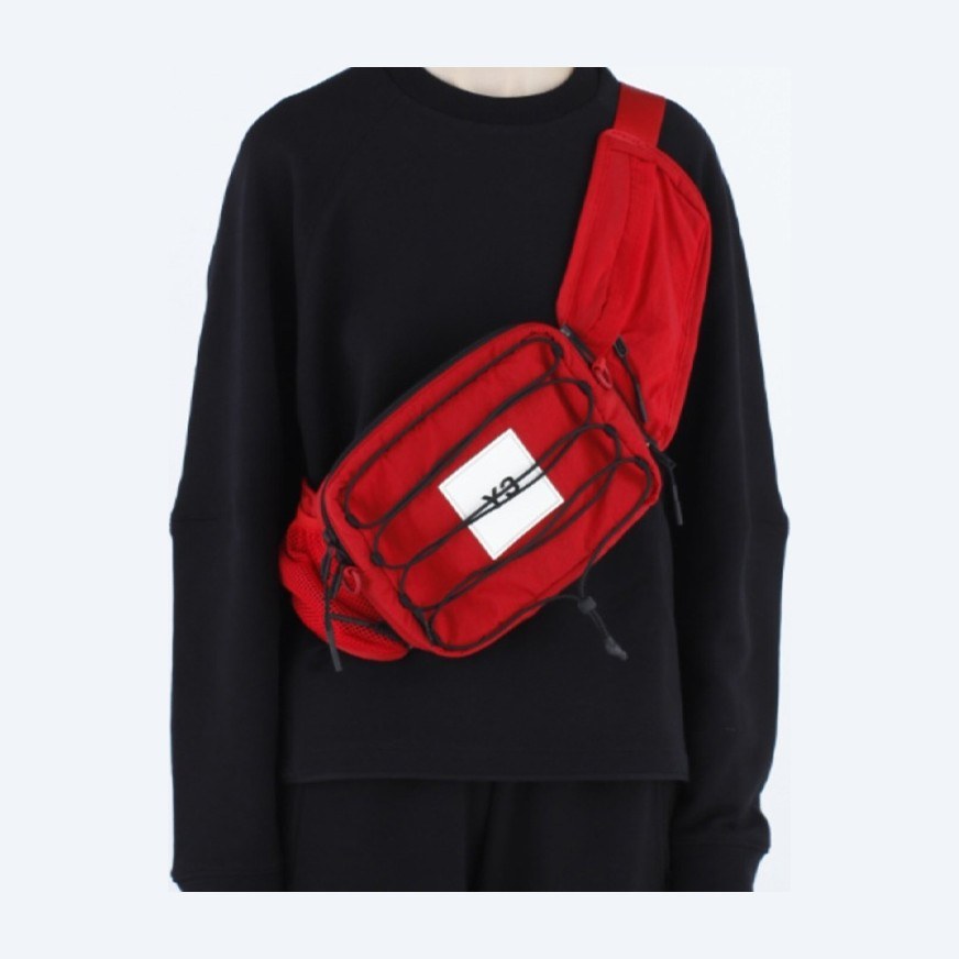Y-3 Logo Drawstring Waist Bag Red