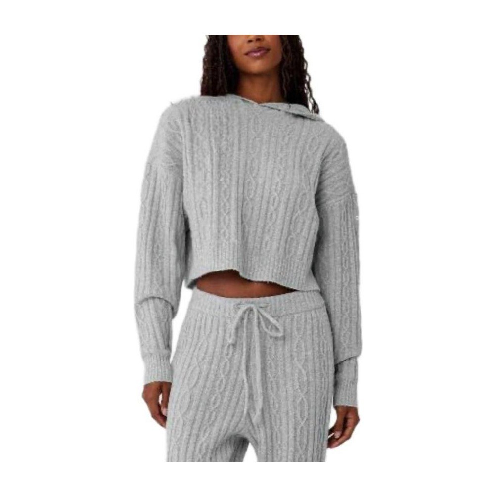 alo yoga Hoodie Knit Pullover Athletic Heather Grey