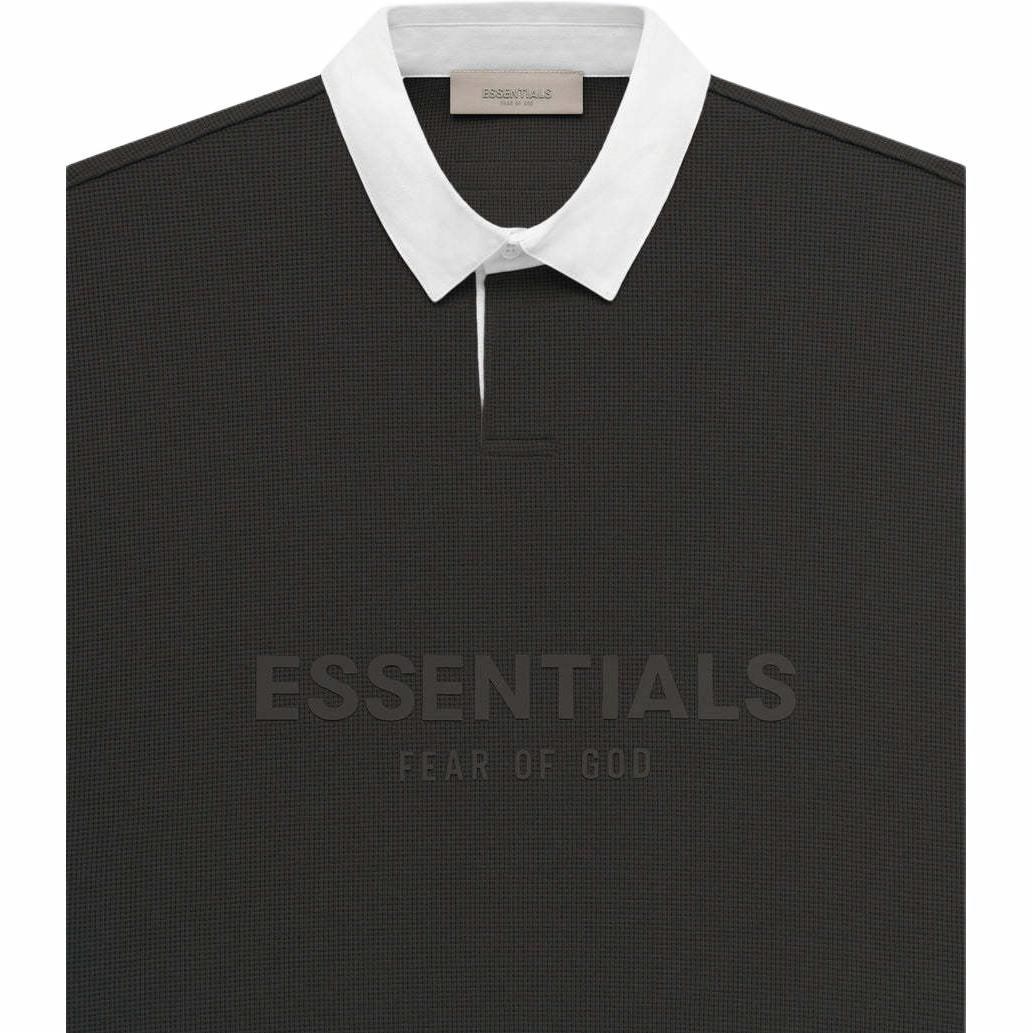 Fear of God Essentials SS23 Waffle Henley Rugby Off Black