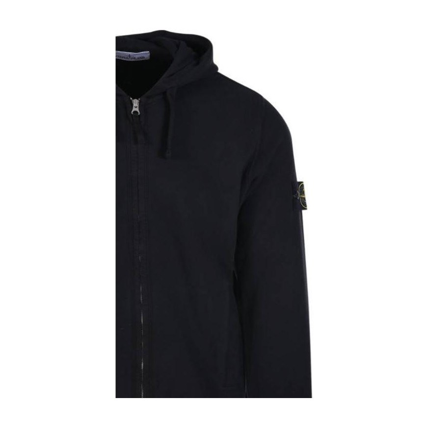 Stone Island Compass Patch Zip Hoodie Black