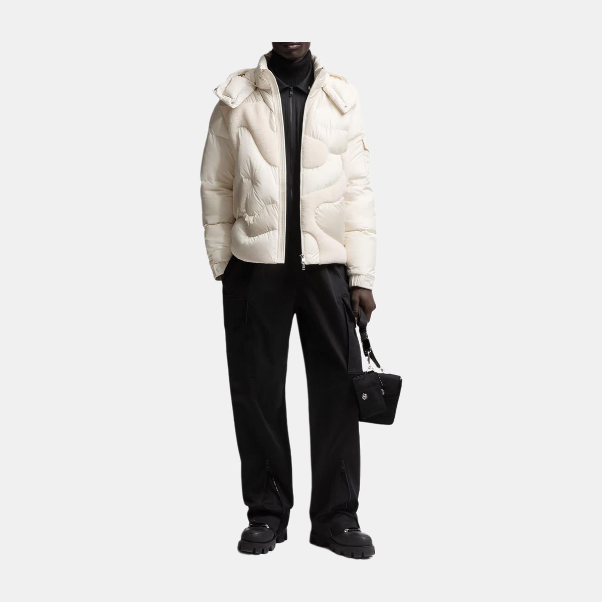 Moncler Candes Hooded Teddy Intarsia Short Down Jacket
