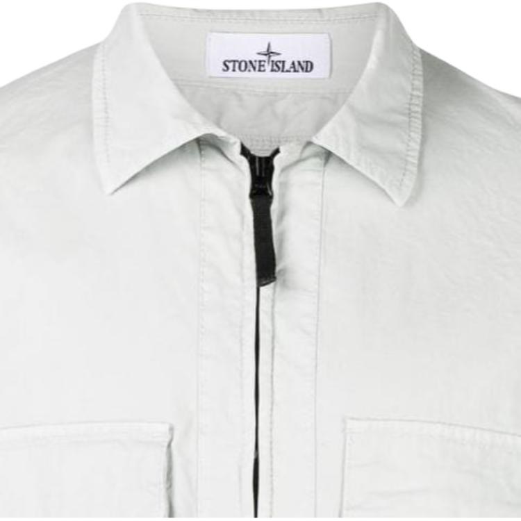 Stone Island Logo Zip Jacket White