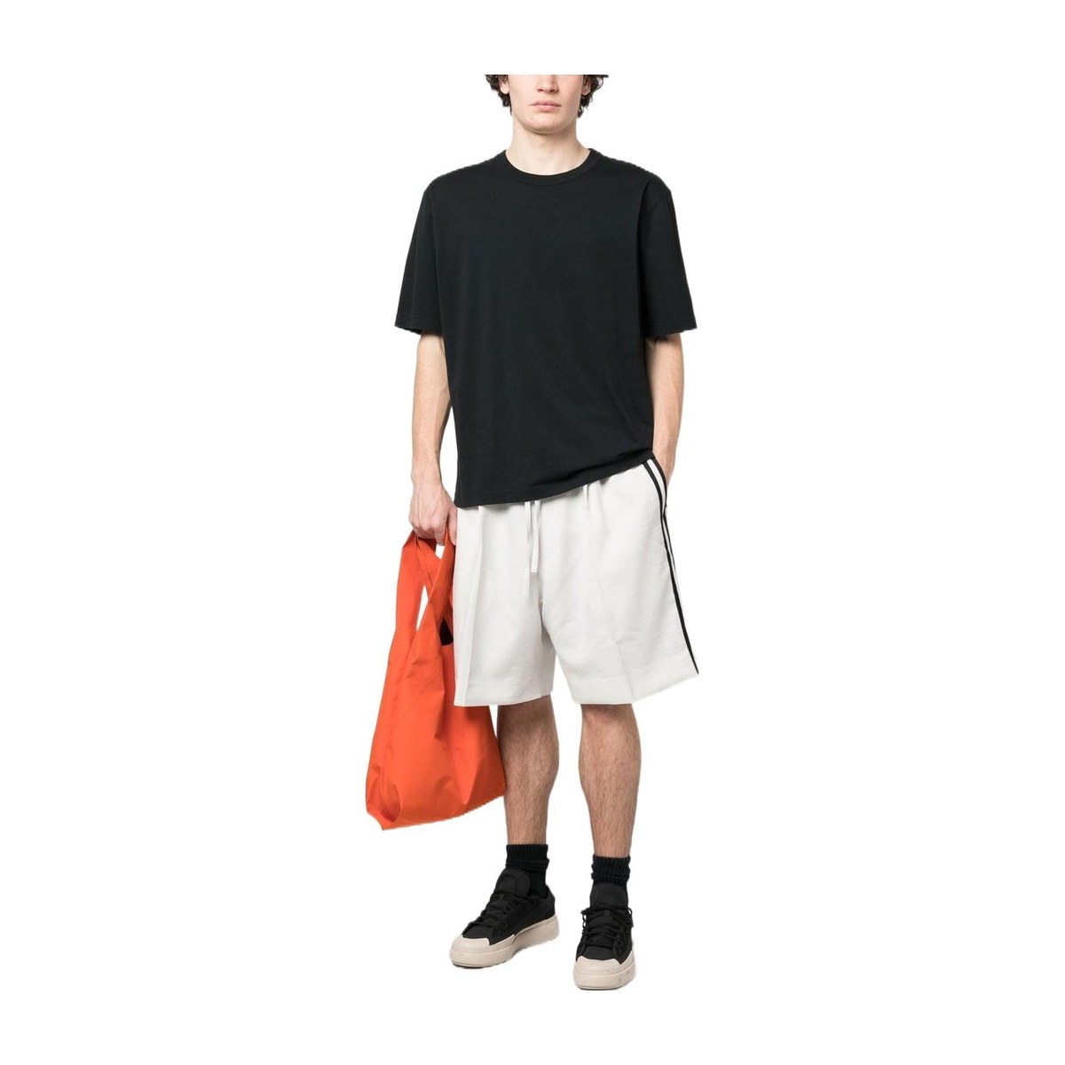Y-3 Minimal Mid-Rise Logo Shorts Light Grey