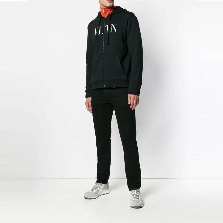 Valentino Vltn Logo Zip Hoodie Jacket Black