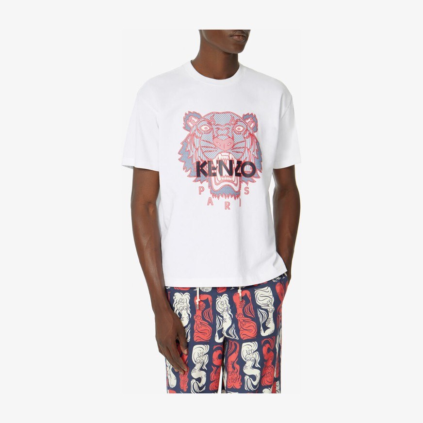 KENZO Tiger Head Print Cotton T-Shirt White