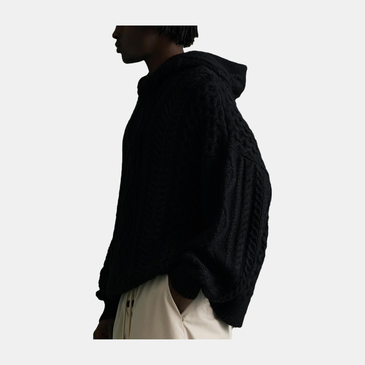 Fear of God Essentials Cable Knit Hoodie Jet Black