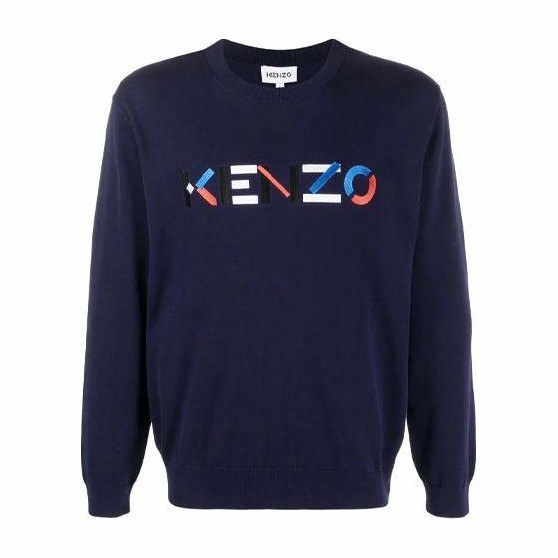 KENZO Logo Embroidered Pullover Blue