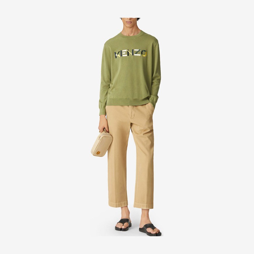 KENZO SS21 Logo Knit Sweater Green