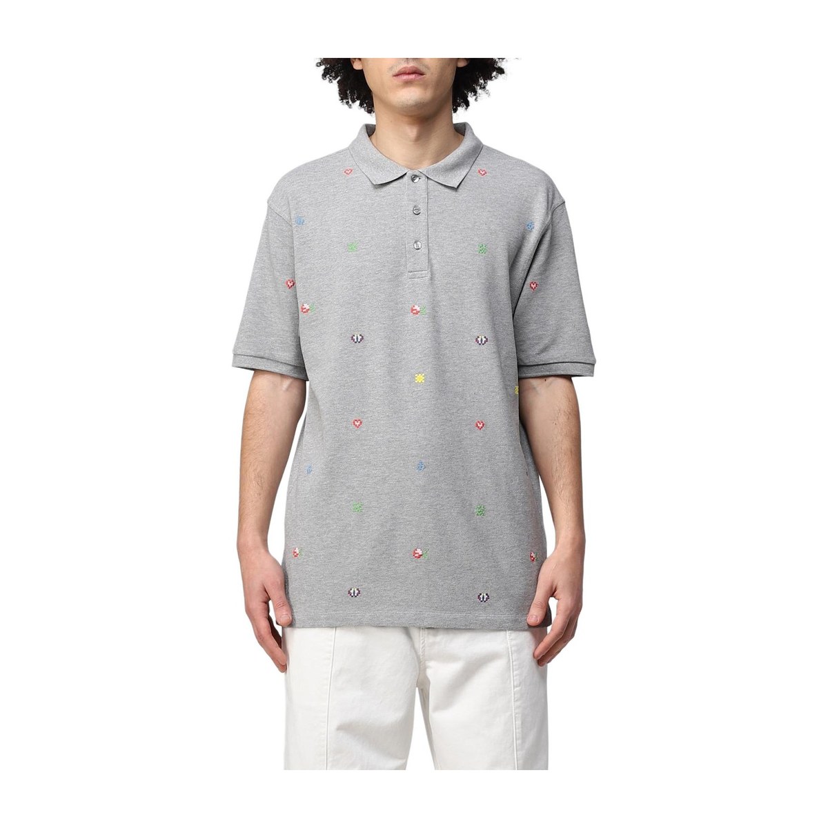KENZO x Nigo Pixel Flower Polo Pearl Grey
