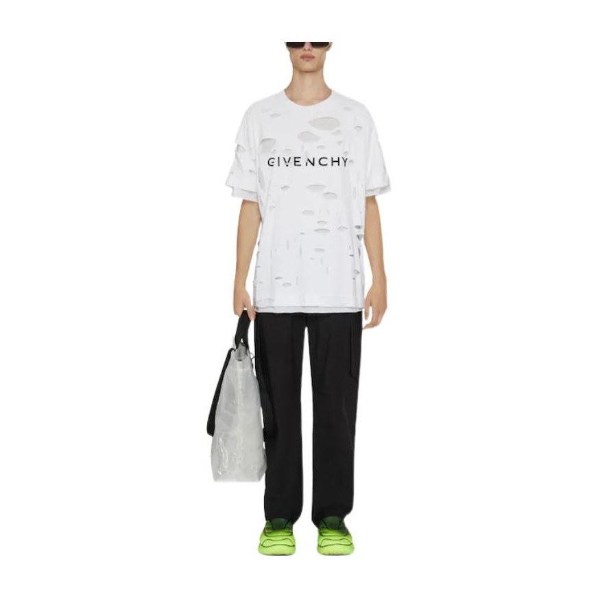 Givenchy SS23 Logo Print Distressed T-Shirt White