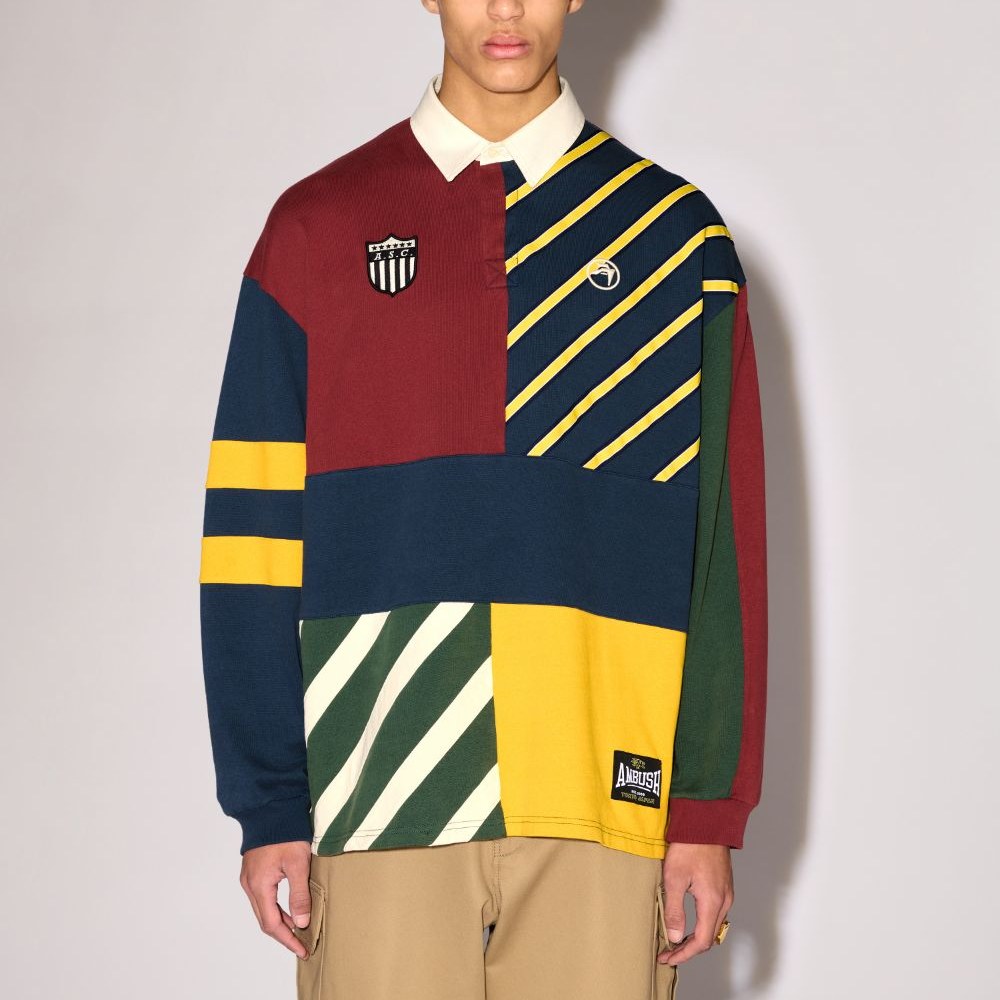 AMBUSH Striped Patchwork Rugby Shirt