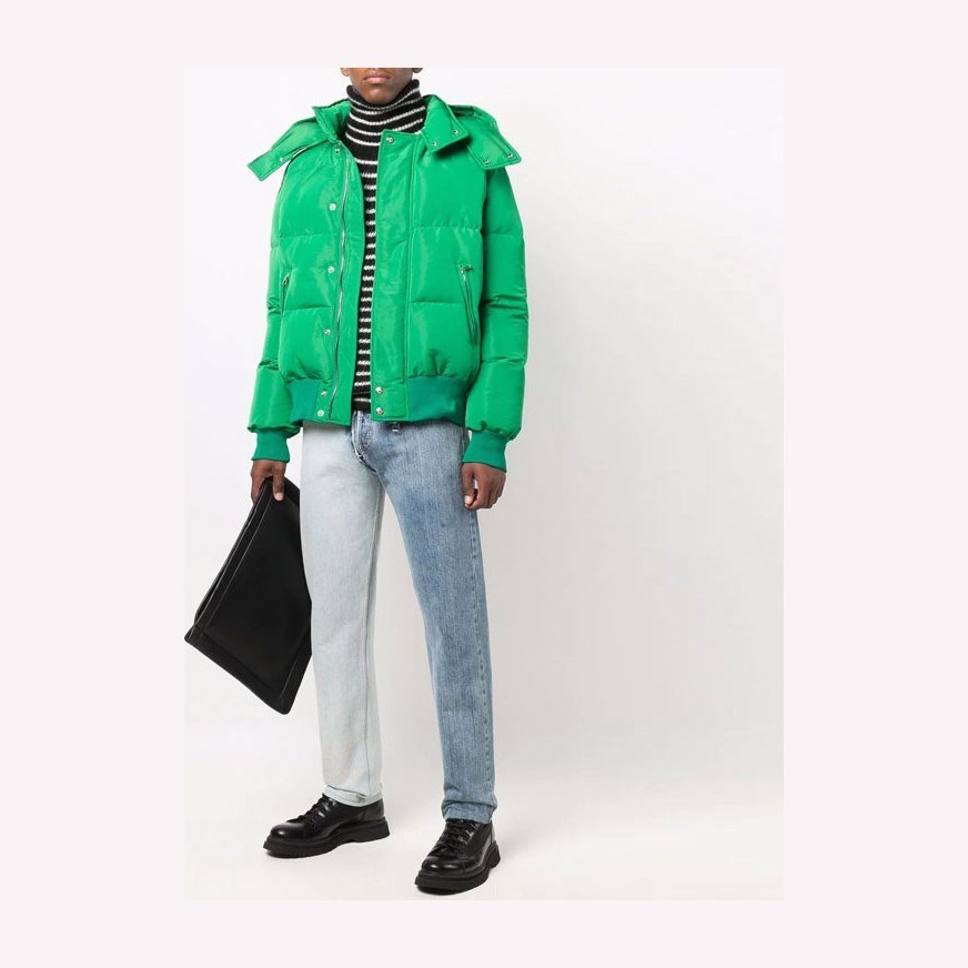 Alexander McQueen Logo Hooded Down Jacket Green