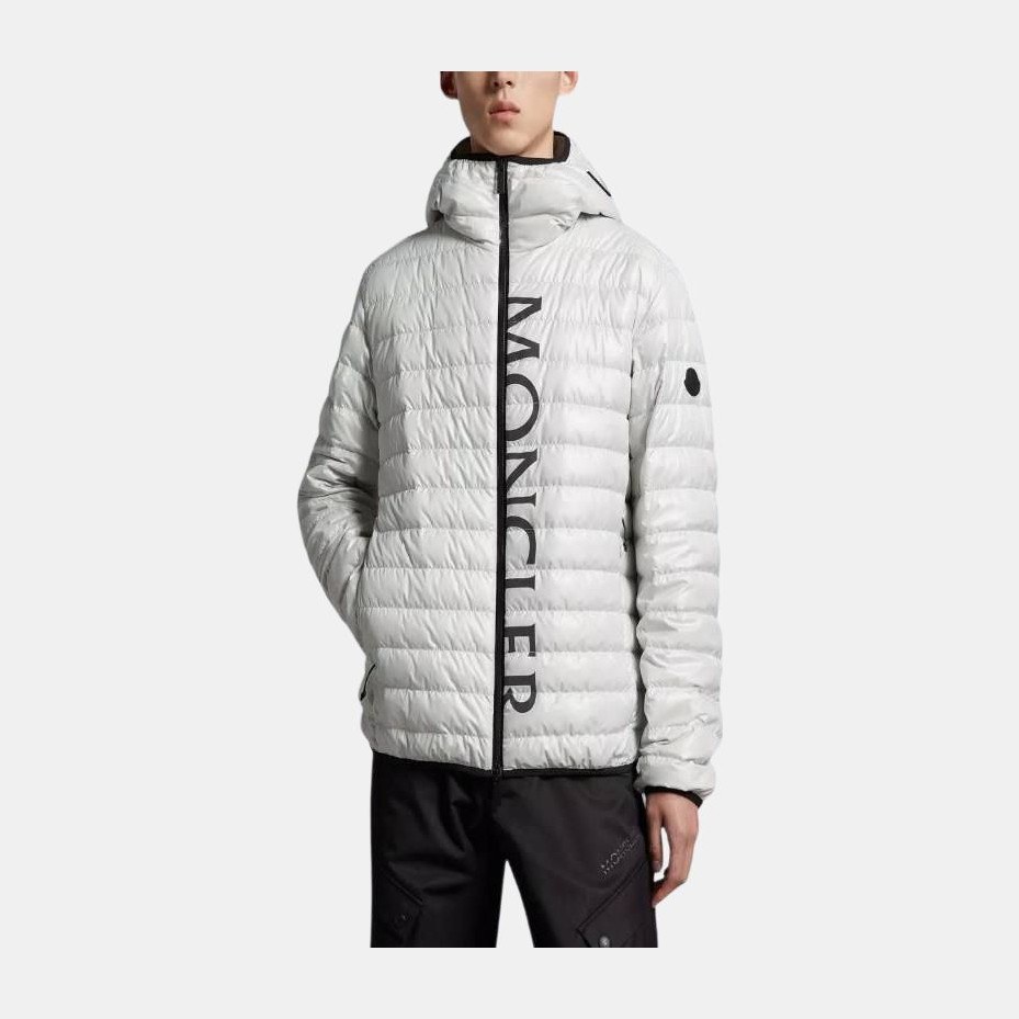 Moncler SS23 Zip Half Letter Print Down Jacket White