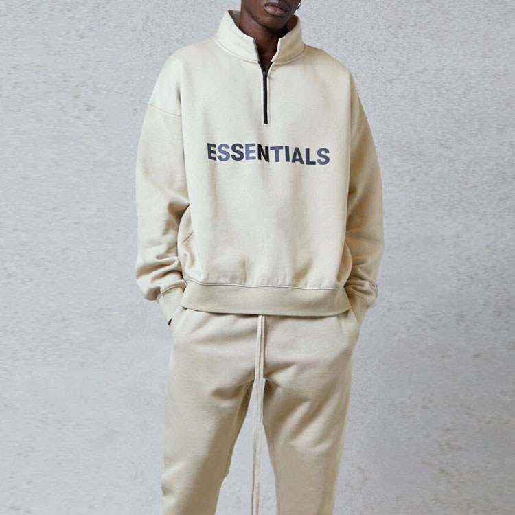 Fear of God Essentials FW20 Half Zip Sweatshirt Cream