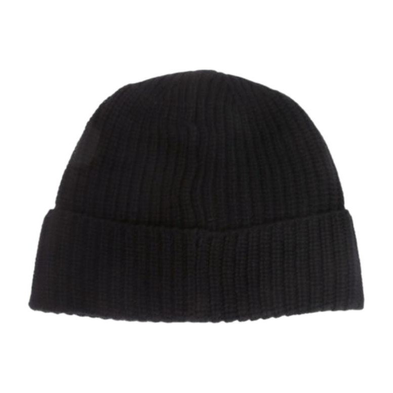 Stone Island Logo Knit Wool Beanie Black