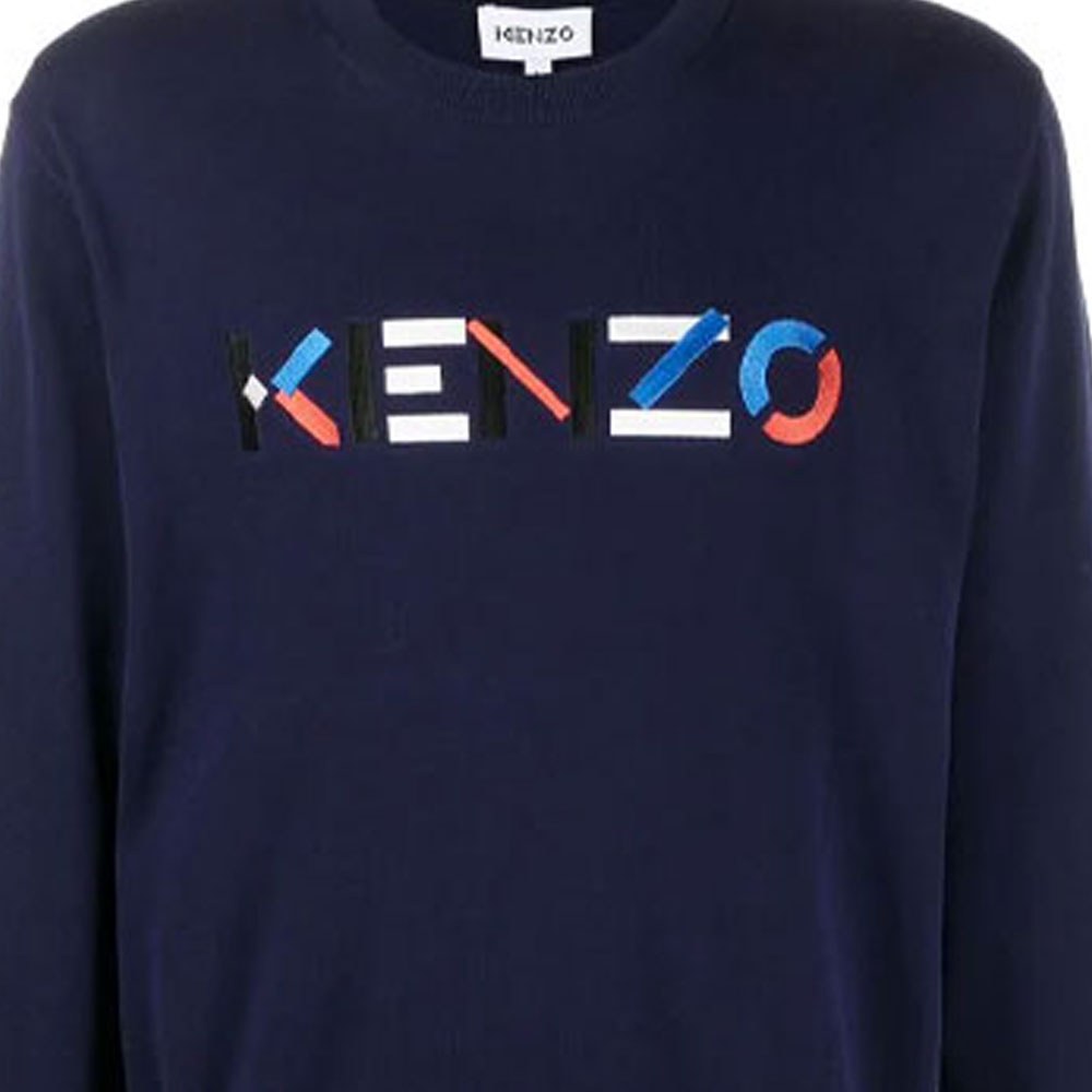 KENZO Logo Embroidered Pullover Blue