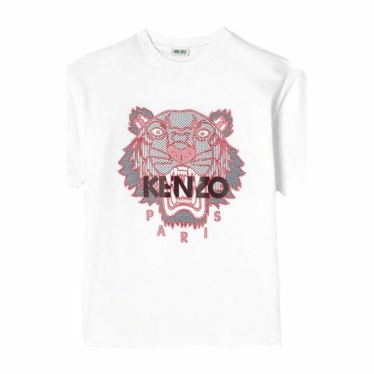 KENZO Tiger Head Print Cotton T-Shirt White