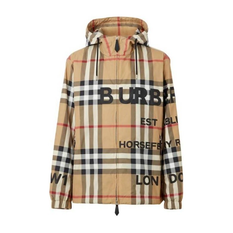 Burberry Logo Hoodie Jacket Brown
