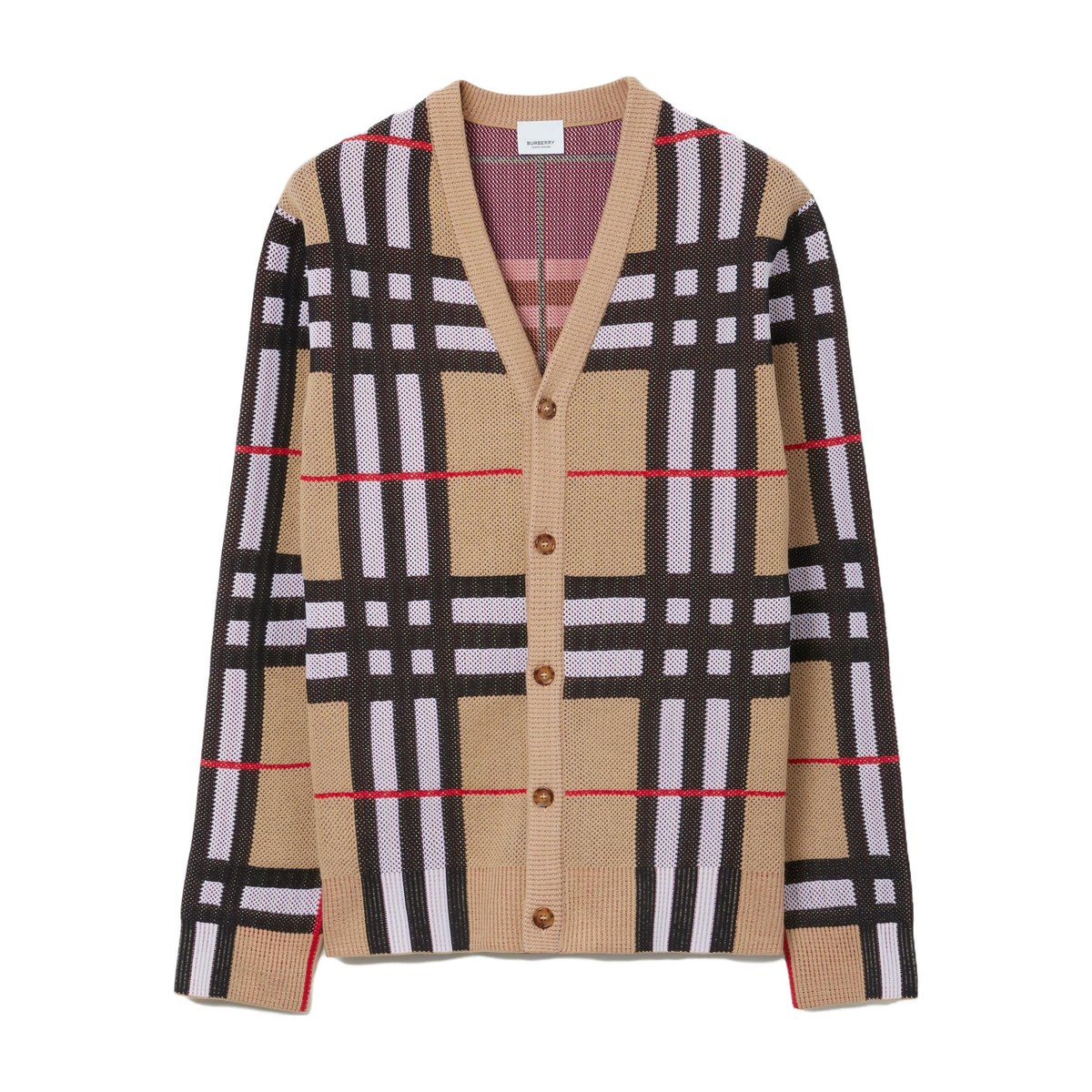 Burberry Single-Breasted V-Neck Knit Sweater Beige