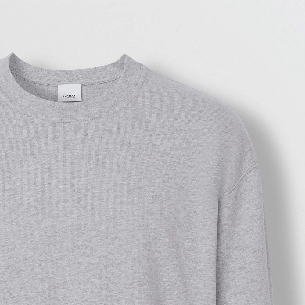 Burberry Logo Print Long Sleeve Cotton T-Shirt Light Grey