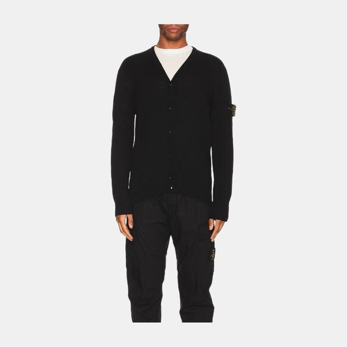 Stone Island V-Neck Knit Sweater Black