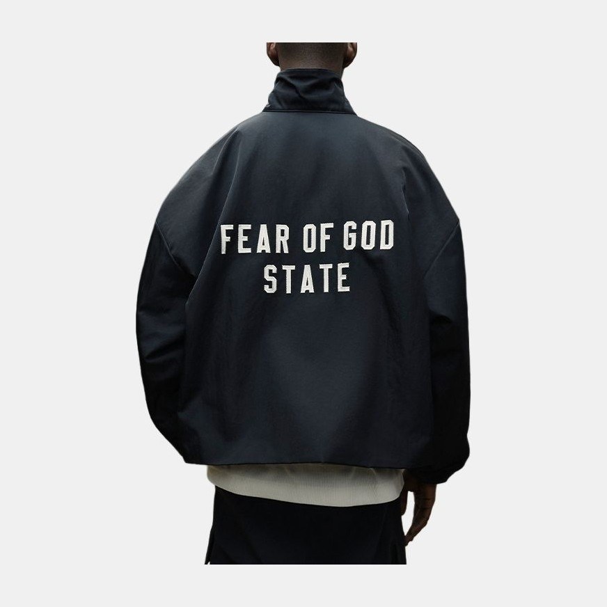 Fear of God Essentials Textured Nylon Trucker Jacket Black