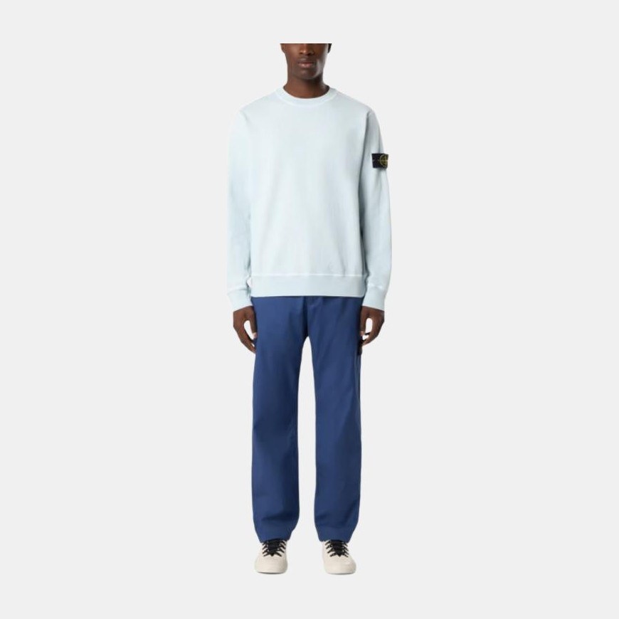 Stone Island Logo Badge Crewneck Sweatshirt Sky Blue