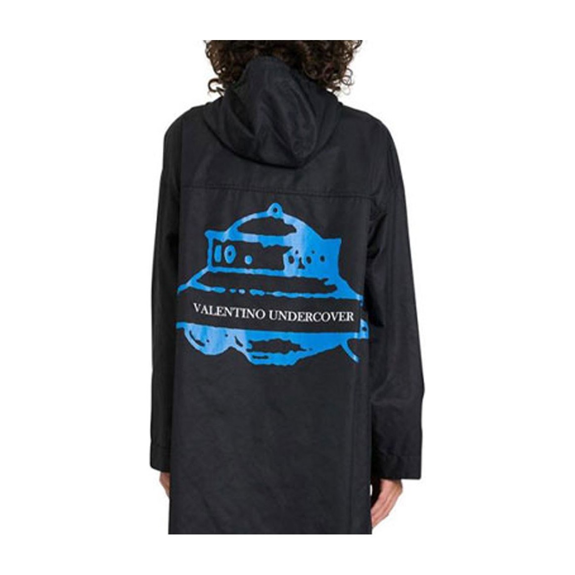 Valentino Logo Hooded Coat Black
