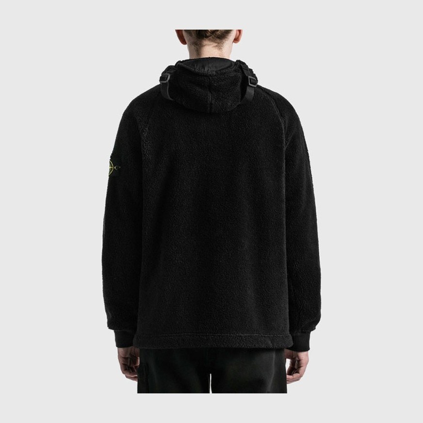 Stone Island Logo Fleece Jacket Black