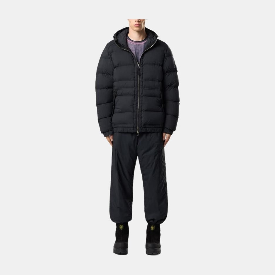 Stone Island Hooded Down Jacket Black