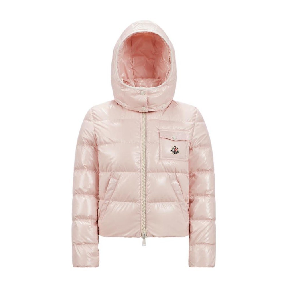 Moncler Logo Hooded Down Jacket Pink