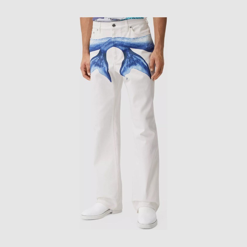 Burberry Mermaid Tail Loose Jeans White