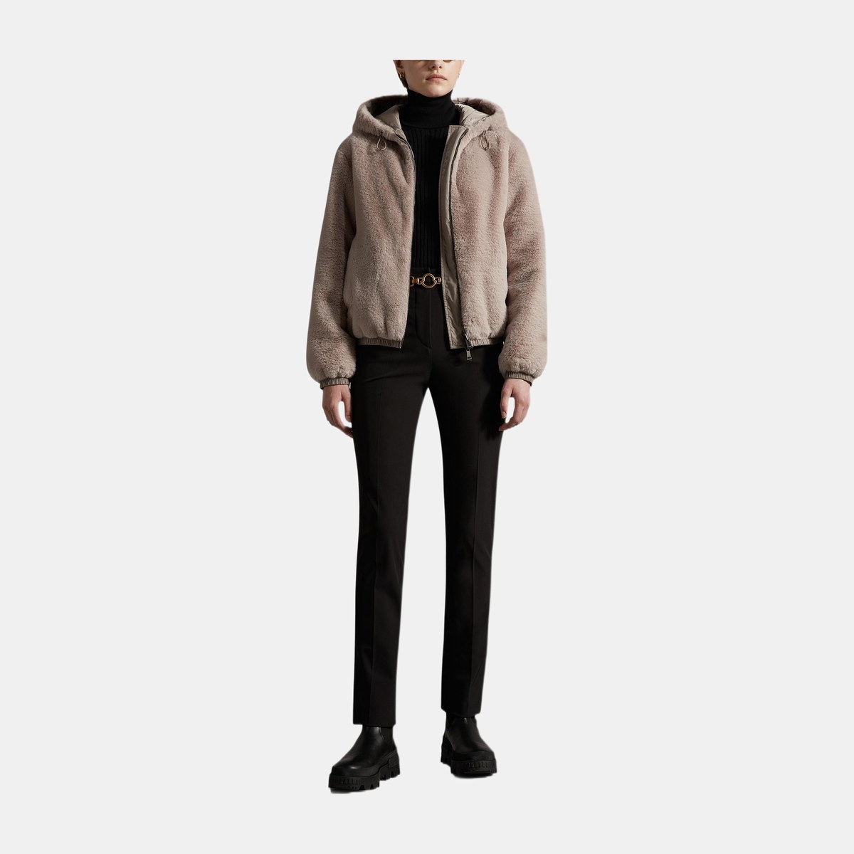 Moncler FW22 Quilted Reversible Hoodie Down Jacket Beige