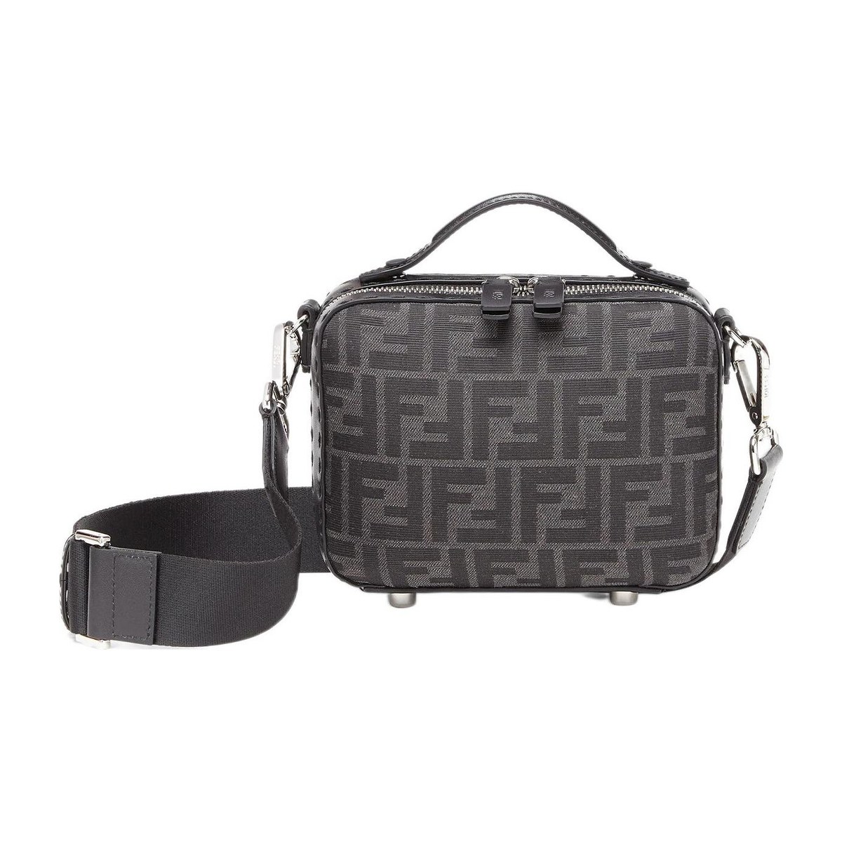 Fendi Logo Canvas Mini Shoulder Bag Gray