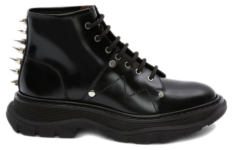 Alexander McQueen Lace-Up Ankle Boots Charcoal