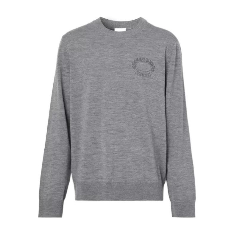 Burberry FW22 Oak Leaf Badge Wool Sweater Gray