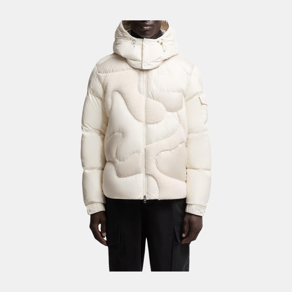 Moncler Candes Hooded Teddy Intarsia Short Down Jacket