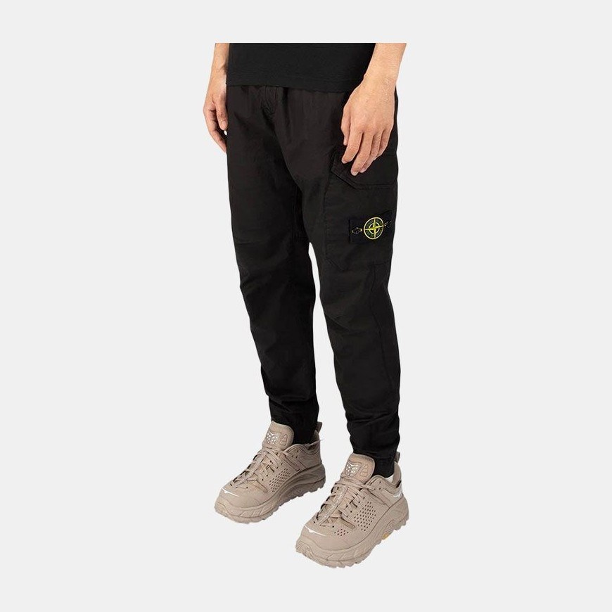 Stone Island Satin Tapered Cargo Pants Black