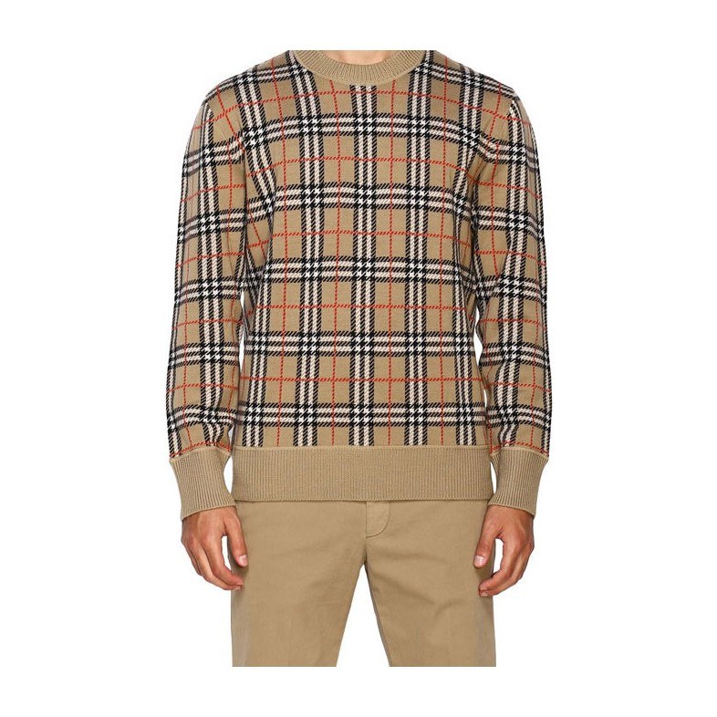 Burberry Classic Check Crewneck Sweater Beige