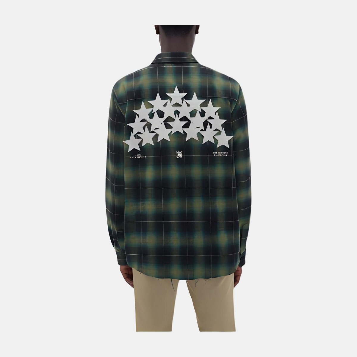 AMIRI Star Leather Flannel Shirt Green