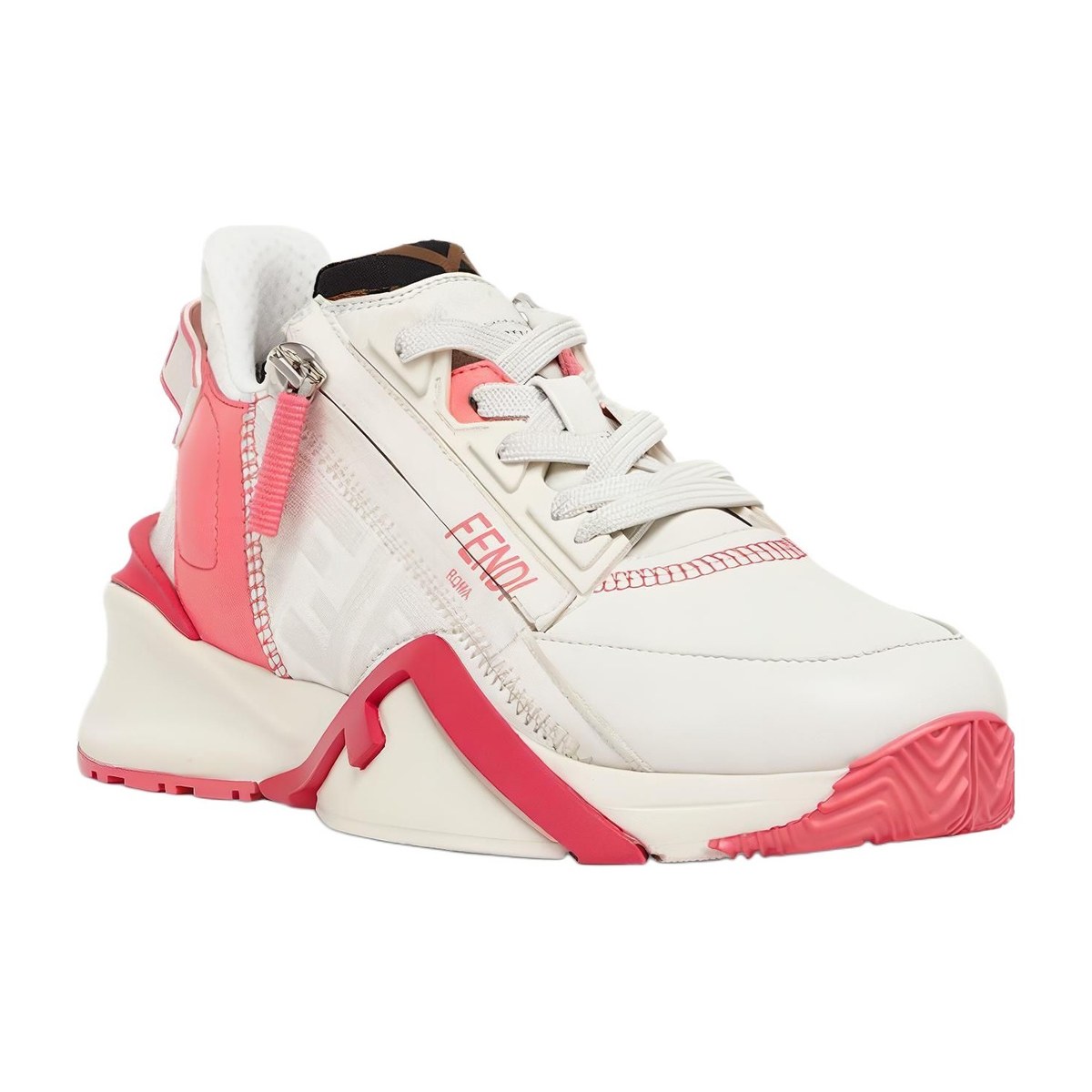 Fendi Flow Lace-Up Low Sneakers Pink White