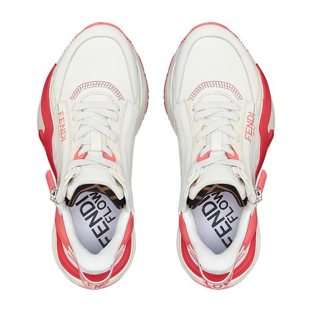 Fendi Flow Lace-Up Low Sneakers Pink White