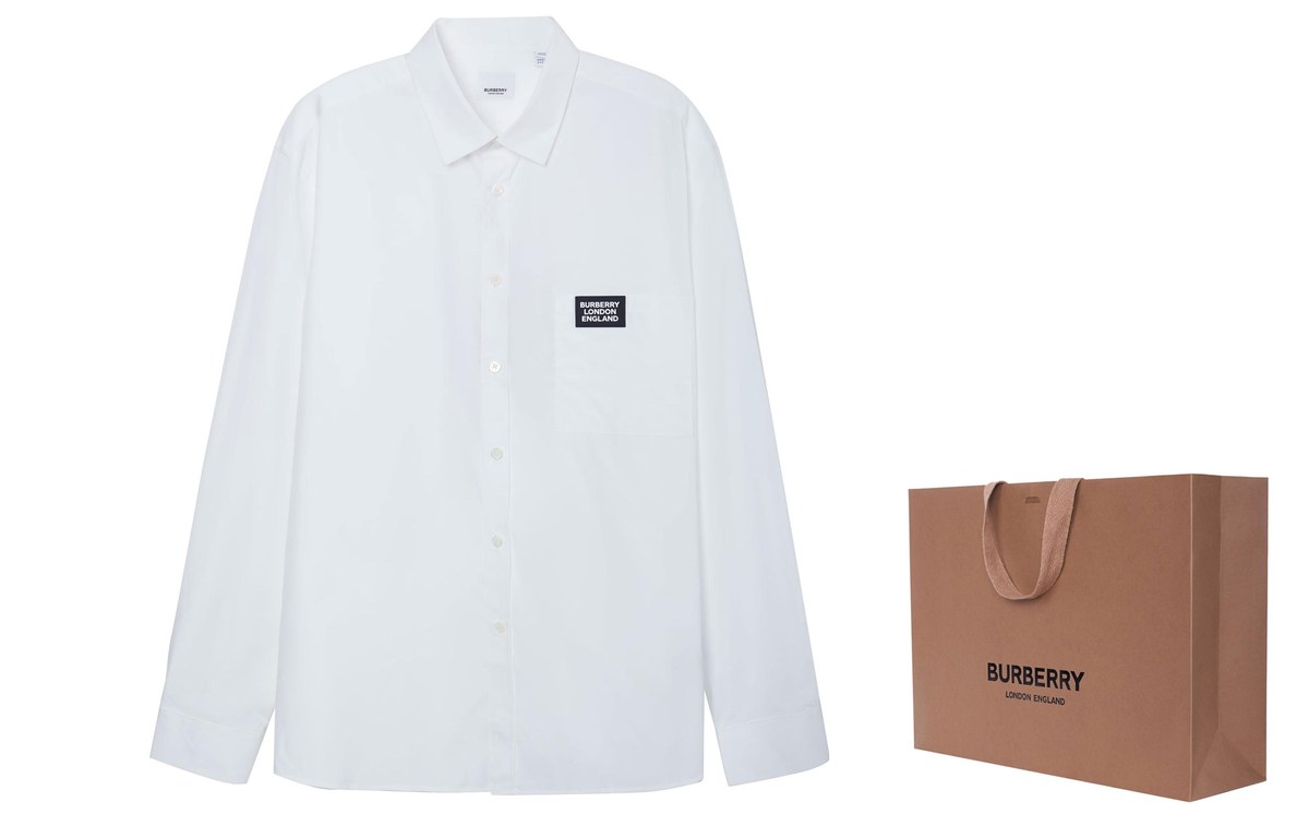 Burberry Logo Long Sleeve Shirt White