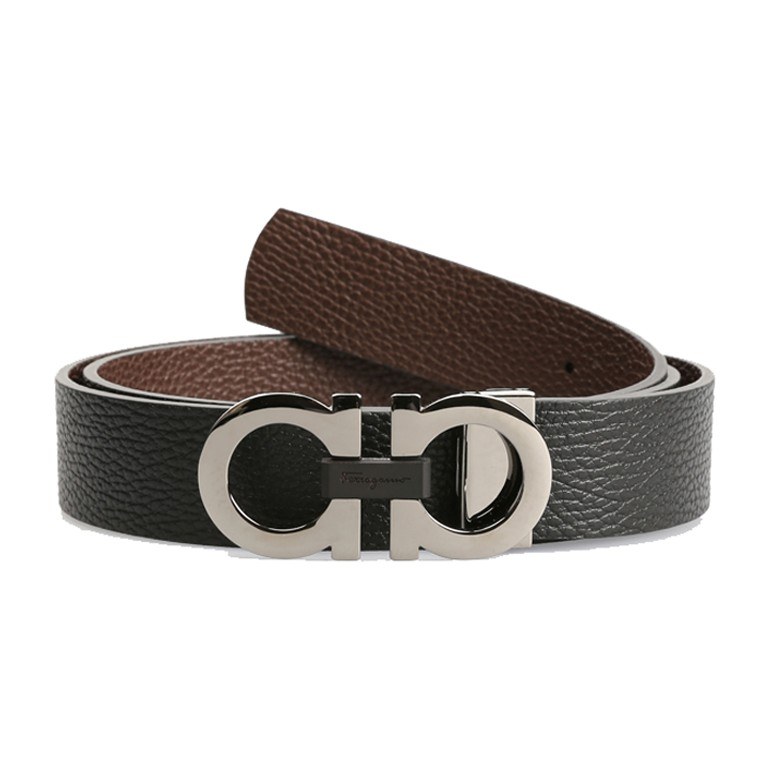 Ferragamo Reversible Smooth Buckle Belt Black Walnut 3.5cm