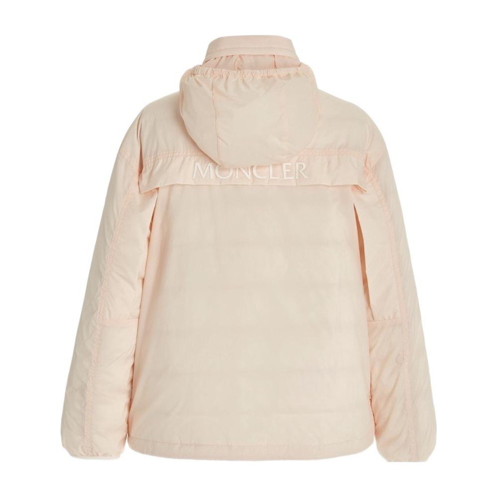 Moncler Logo Print Down Jacket Pink